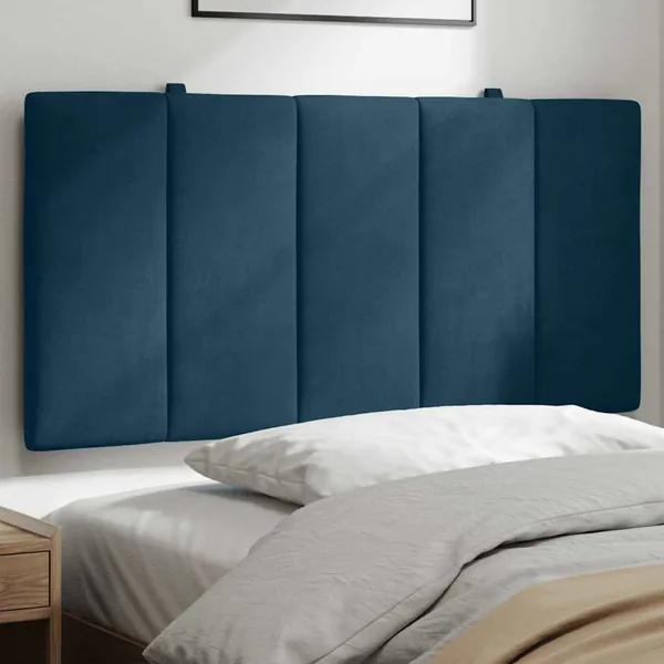 Coussin de tête de lit Hanko bleu 100 cm velours