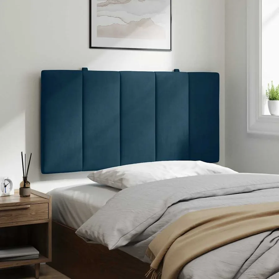 Coussin de tête de lit Hanko bleu 100 cm velours - 4