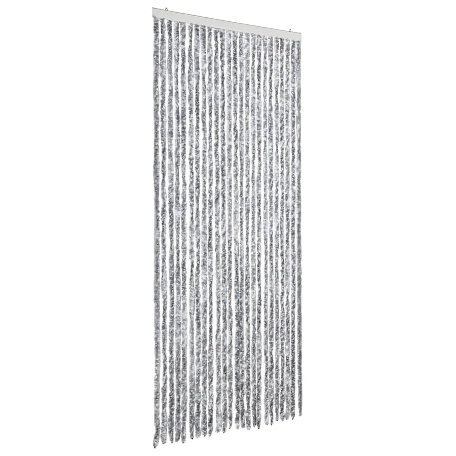Rideau anti-mouches blanc et gris 100x200 cm chenille - 2