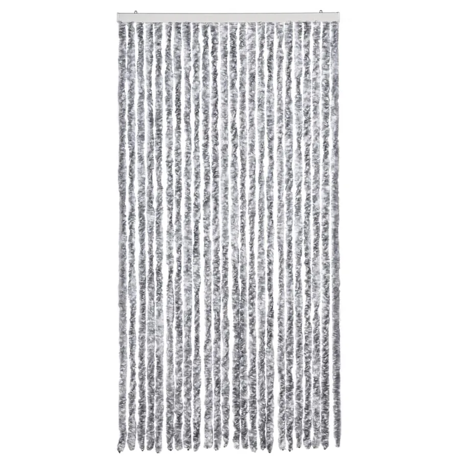 Rideau anti-mouches blanc et gris 100x200 cm chenille - 3