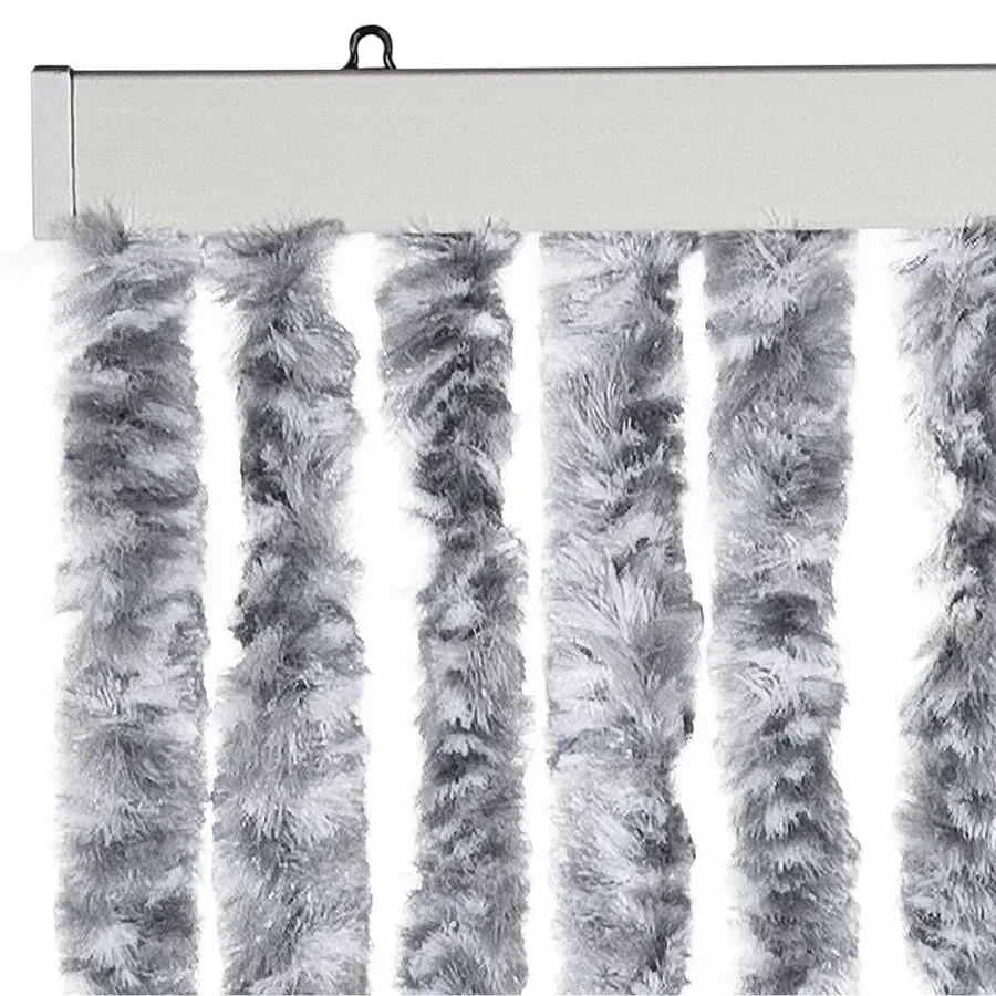 Rideau anti-mouches blanc et gris 100x200 cm chenille - 4