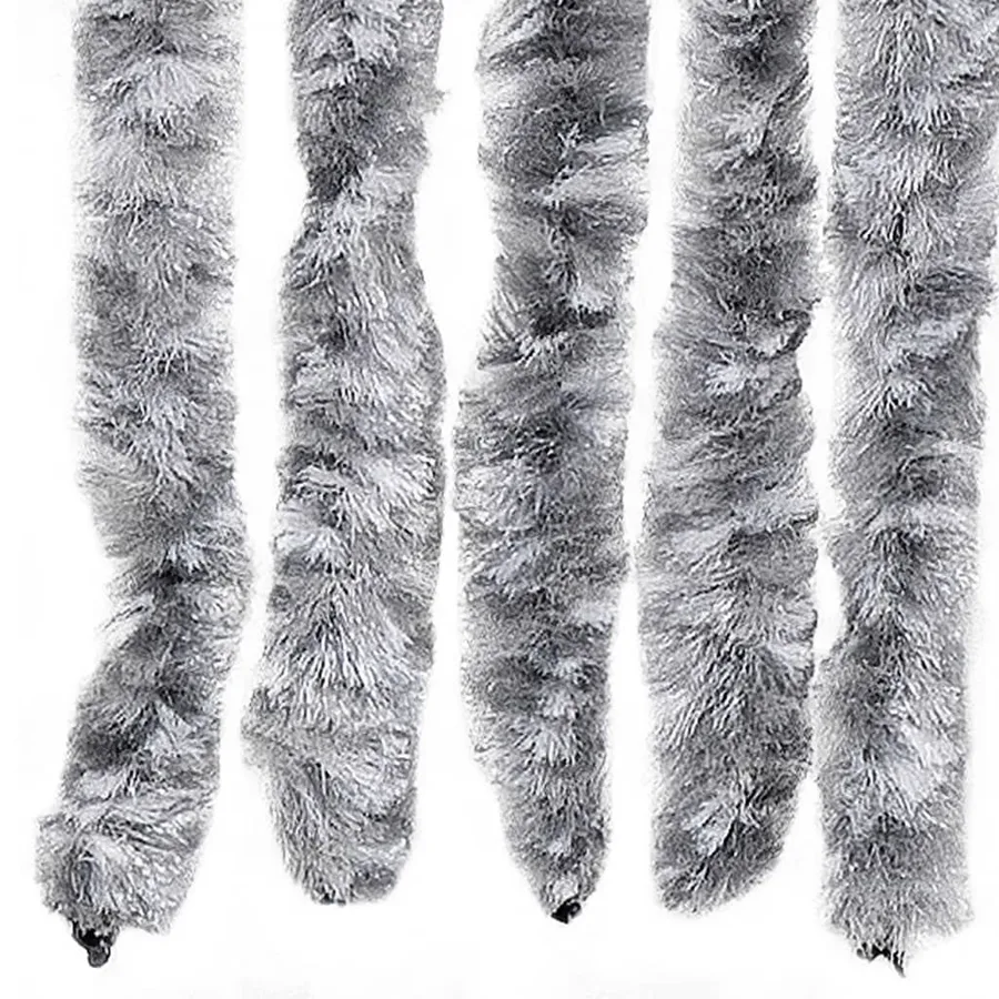 Rideau anti-mouches blanc et gris 100x200 cm chenille - 6