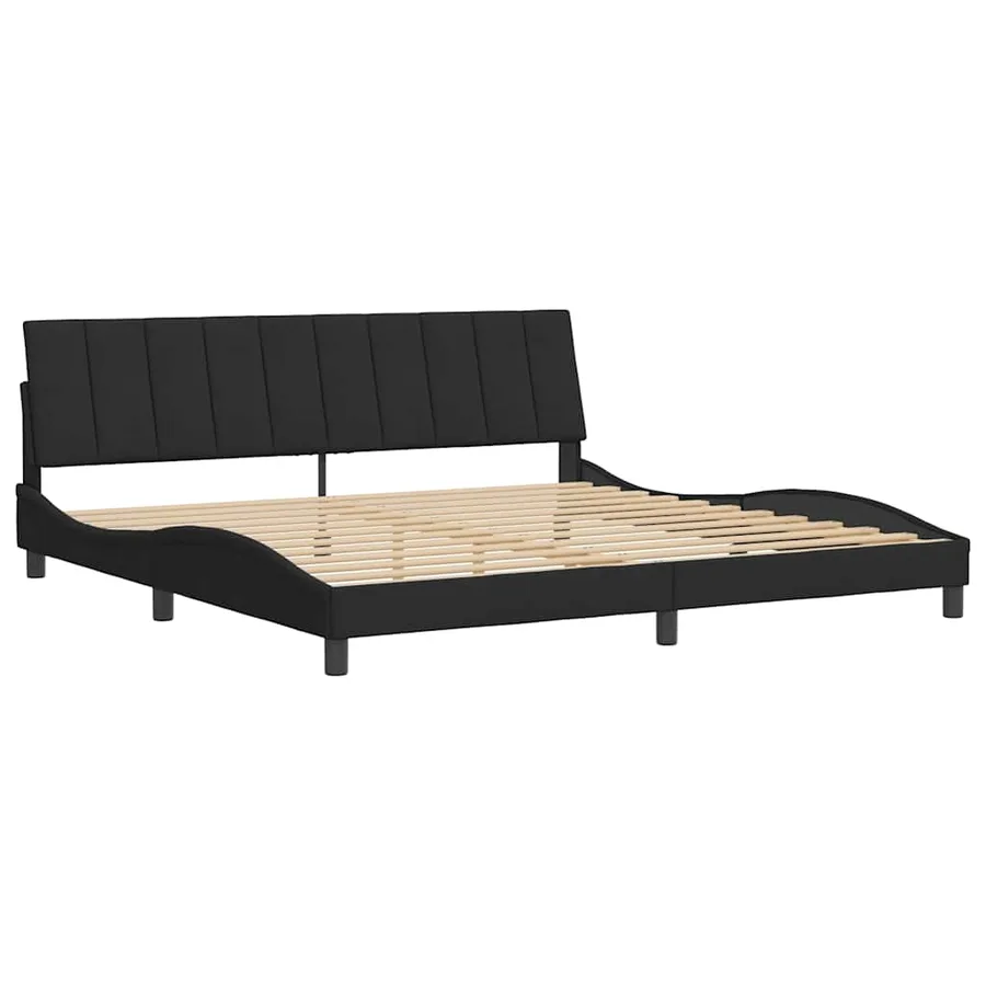 Cadre de lit sans matelas Hanko noir 200x200 cm velours - 3