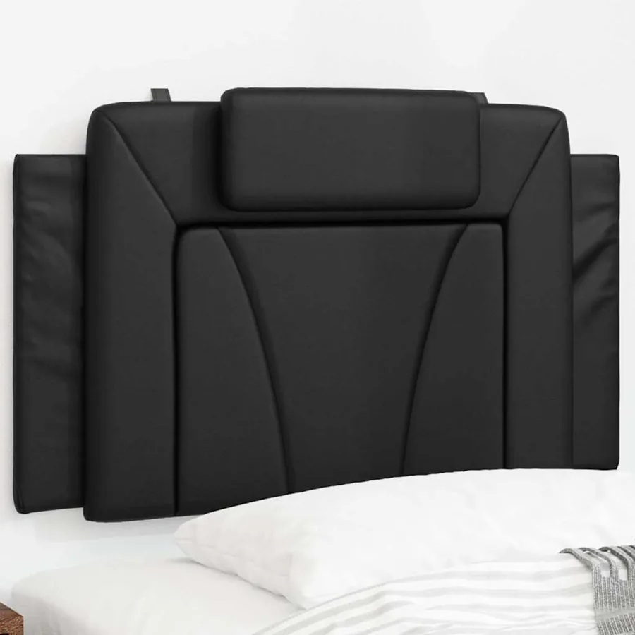 Coussin de tête de lit Viana noir 80 cm similicuir