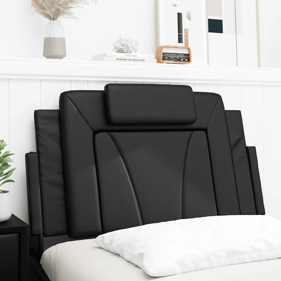 Coussin de tête de lit Viana noir 80 cm similicuir - 4