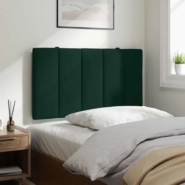 Coussin de tête de lit Hanko vert foncé 90 cm velours