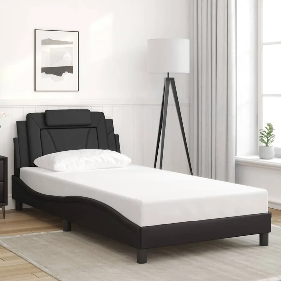 Cadre de lit Viana sans matelas noir 100x200 cm similicuir