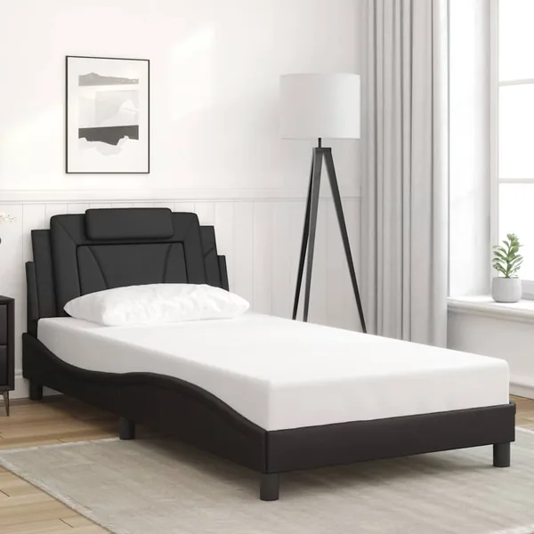 Cadre de lit Viana sans matelas noir 100x200 cm similicuir