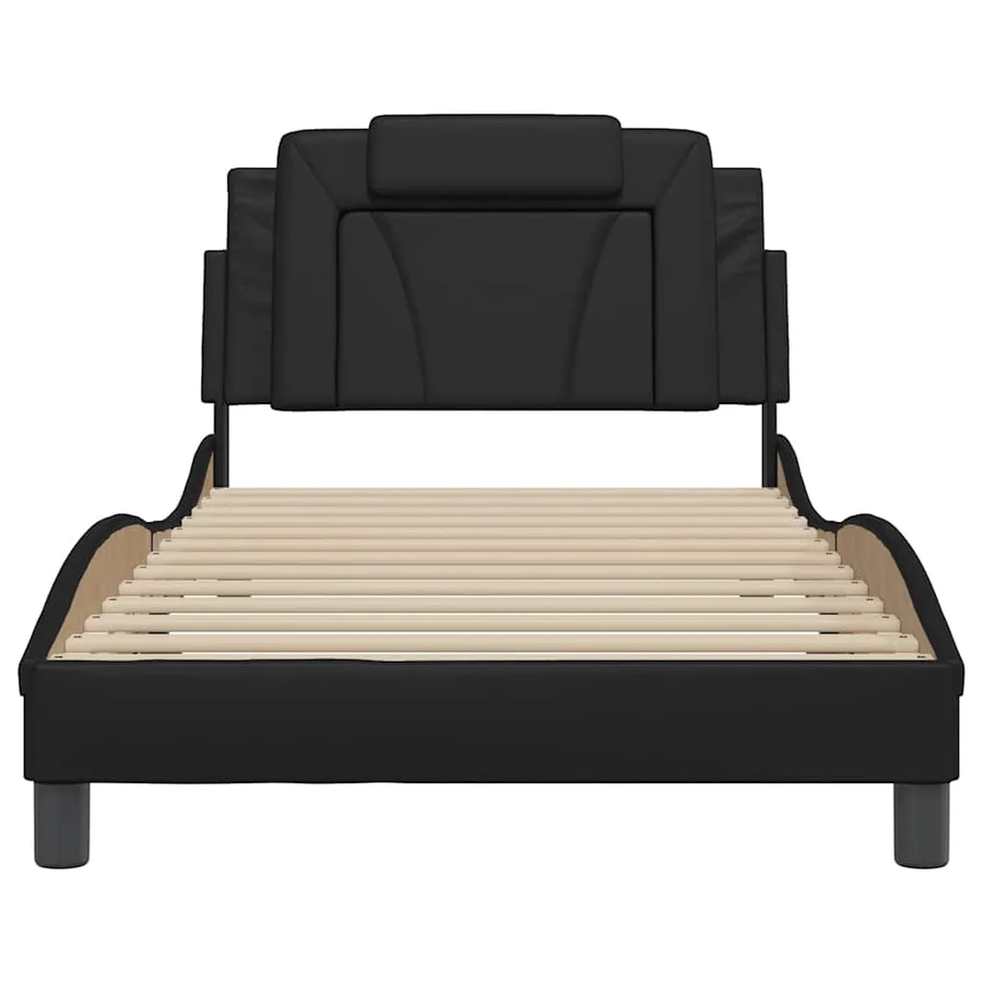 Cadre de lit Viana sans matelas noir 100x200 cm similicuir - 4
