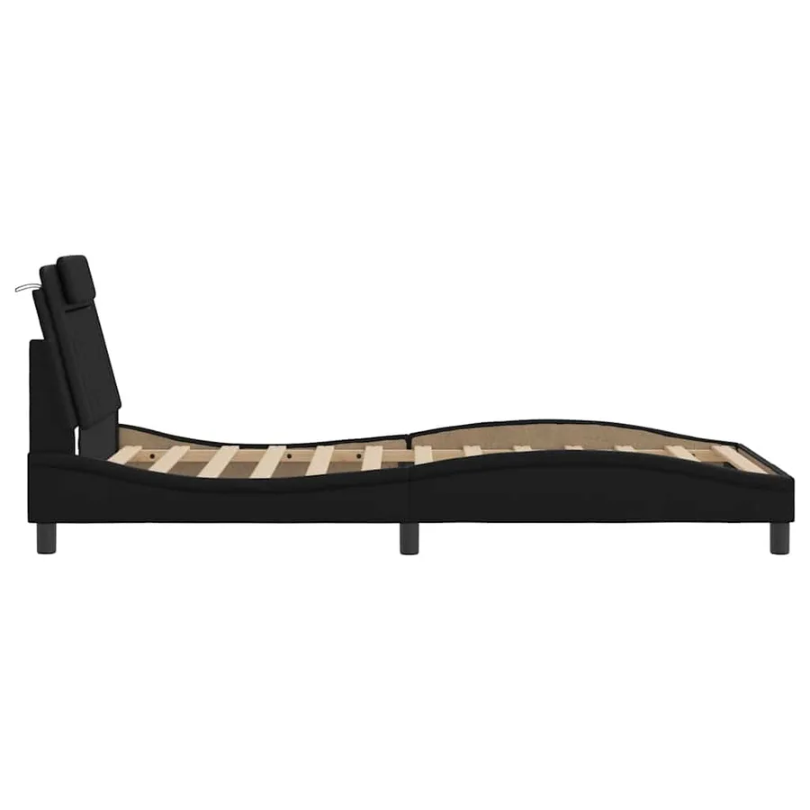 Cadre de lit Viana sans matelas noir 100x200 cm similicuir - 7