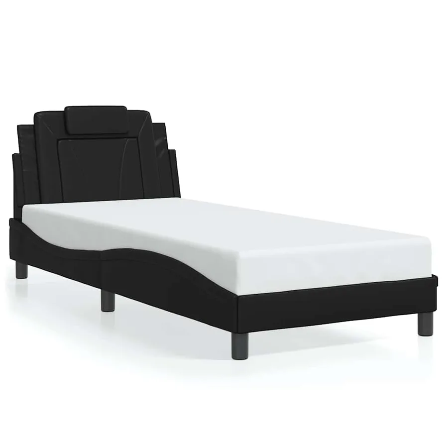 Cadre de lit Viana sans matelas noir 90x190 cm similicuir - 2