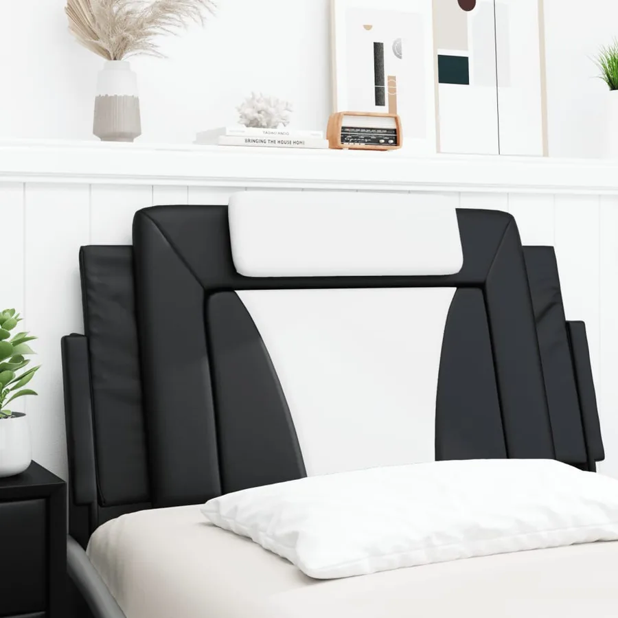Coussin de tête de lit Viana noir et blanc 100 cm similicuir - 3