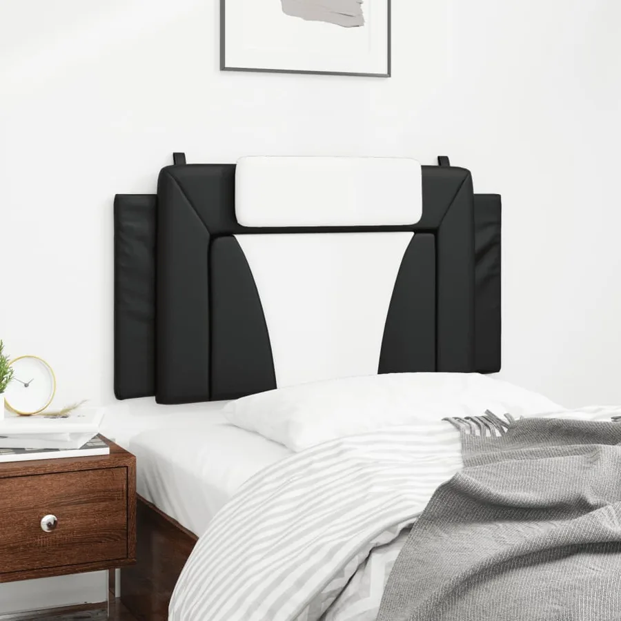Coussin de tête de lit Viana noir et blanc 100 cm similicuir - 4
