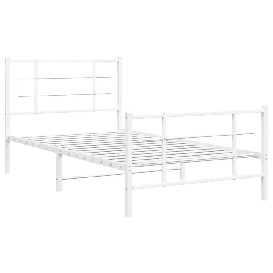 Cadre de lit métal sans matelas et pied de lit blanc 100x200 cm - 3
