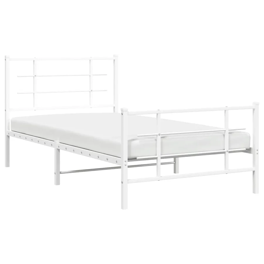 Cadre de lit métal sans matelas et pied de lit blanc 100x200 cm - 4