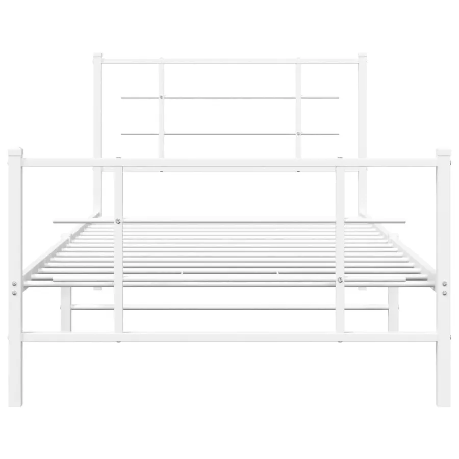 Cadre de lit métal sans matelas et pied de lit blanc 100x200 cm - 5