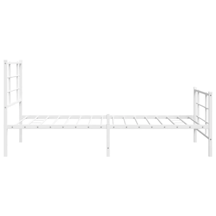 Cadre de lit métal sans matelas et pied de lit blanc 100x200 cm - 6