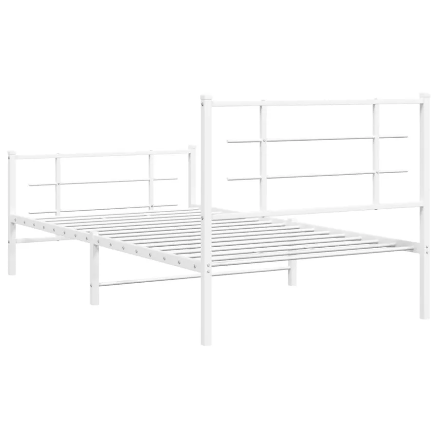 Cadre de lit métal sans matelas et pied de lit blanc 100x200 cm - 7