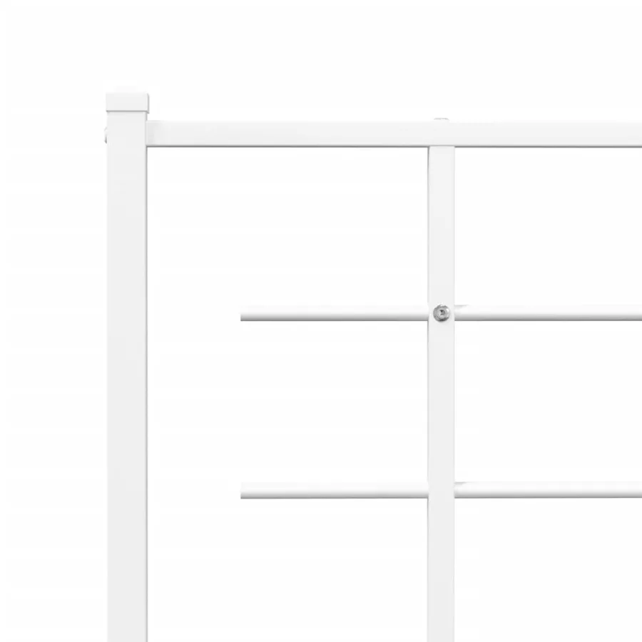 Cadre de lit métal sans matelas et pied de lit blanc 100x200 cm - 8