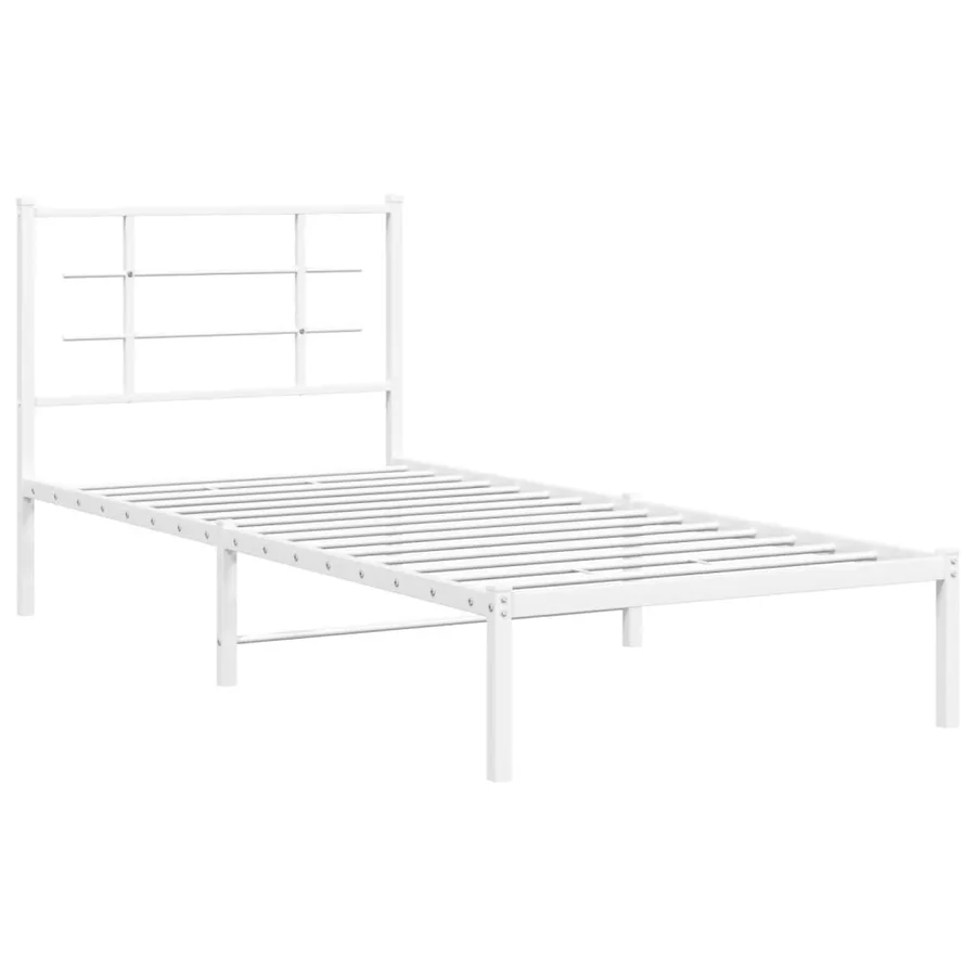 Cadre de lit métal sans matelas avec tête de lit blanc 90x190cm - 3