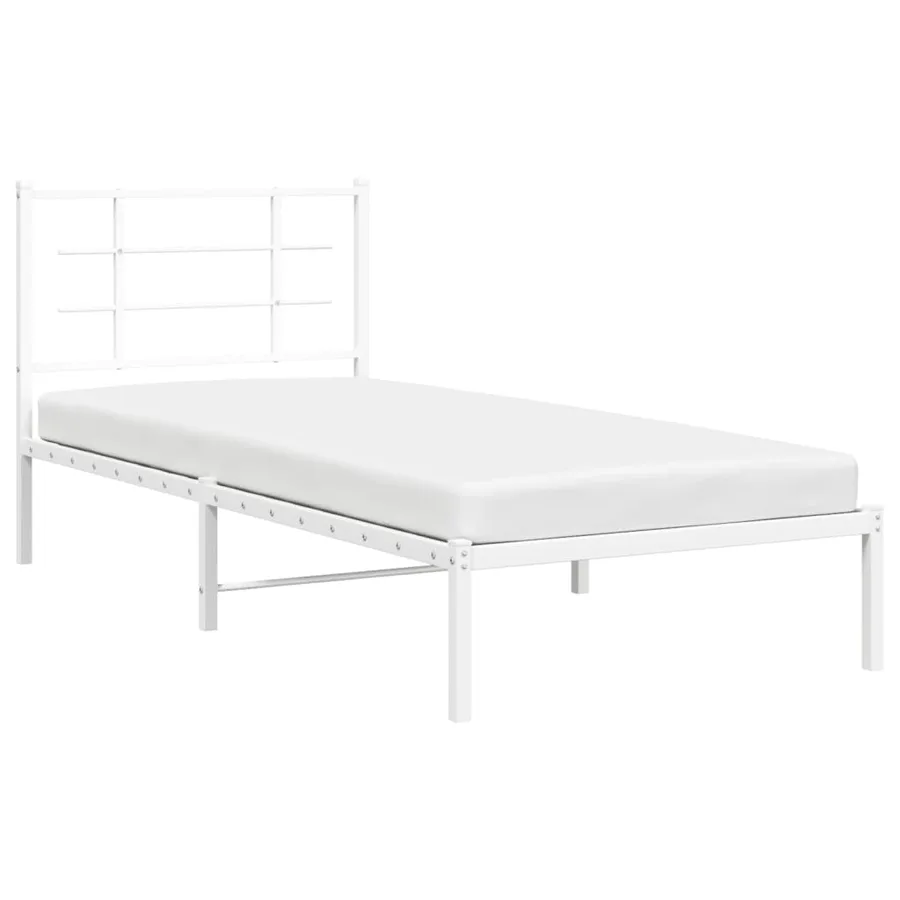 Cadre de lit métal sans matelas avec tête de lit blanc 90x190cm - 4