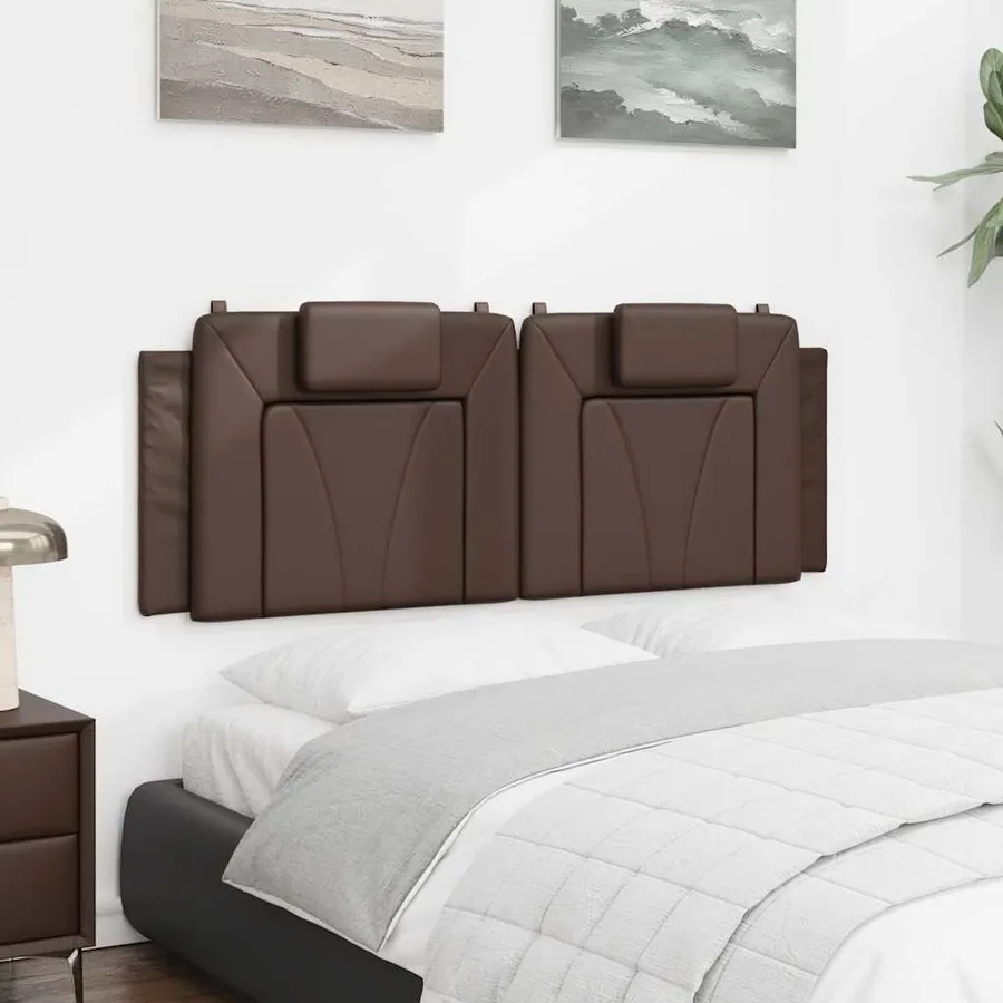 Coussin de tête de lit Viana marron 120 cm similicuir - 4