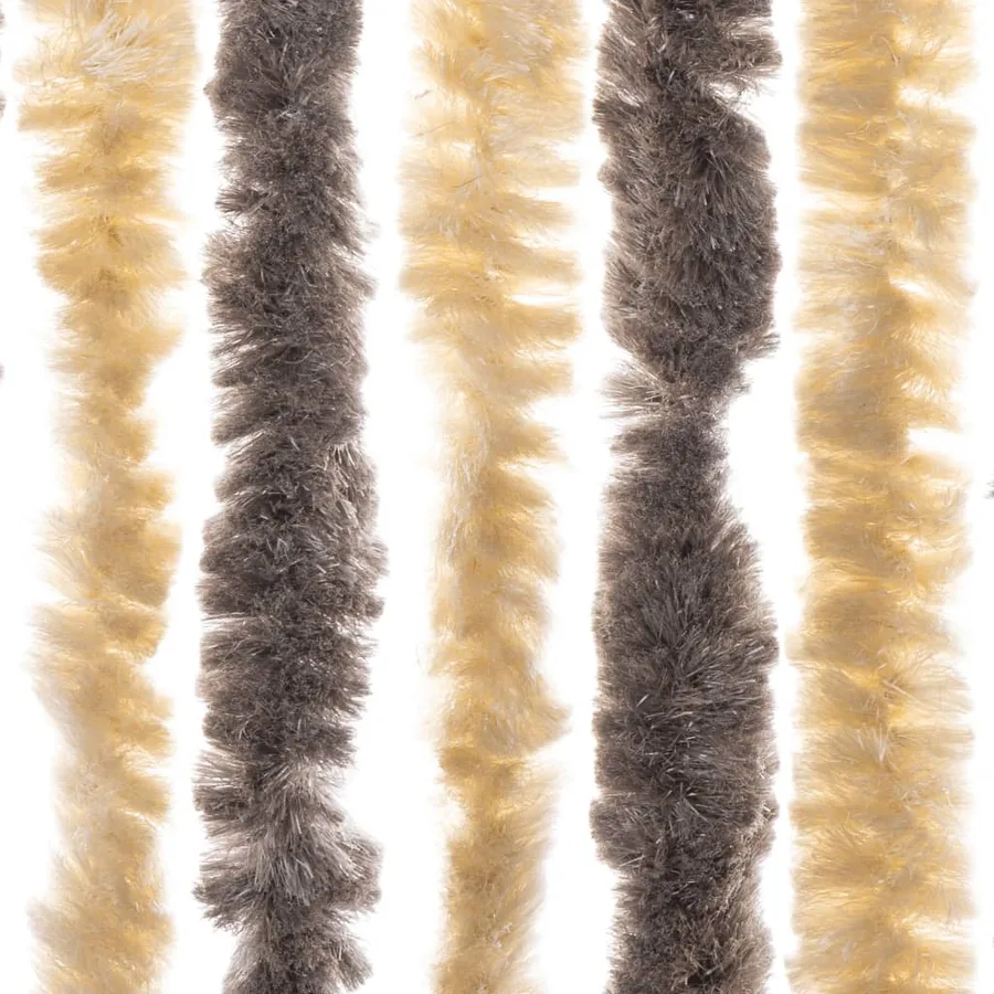 Rideau anti-mouches marron foncé et beige 90x220 cm chenille - 5
