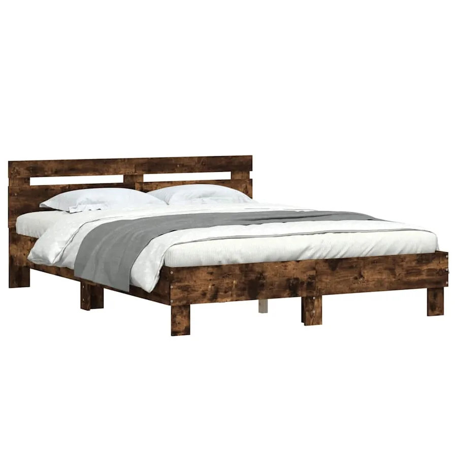 Cadre de lit sans matelas chêne fumé 150x200 cm - 4