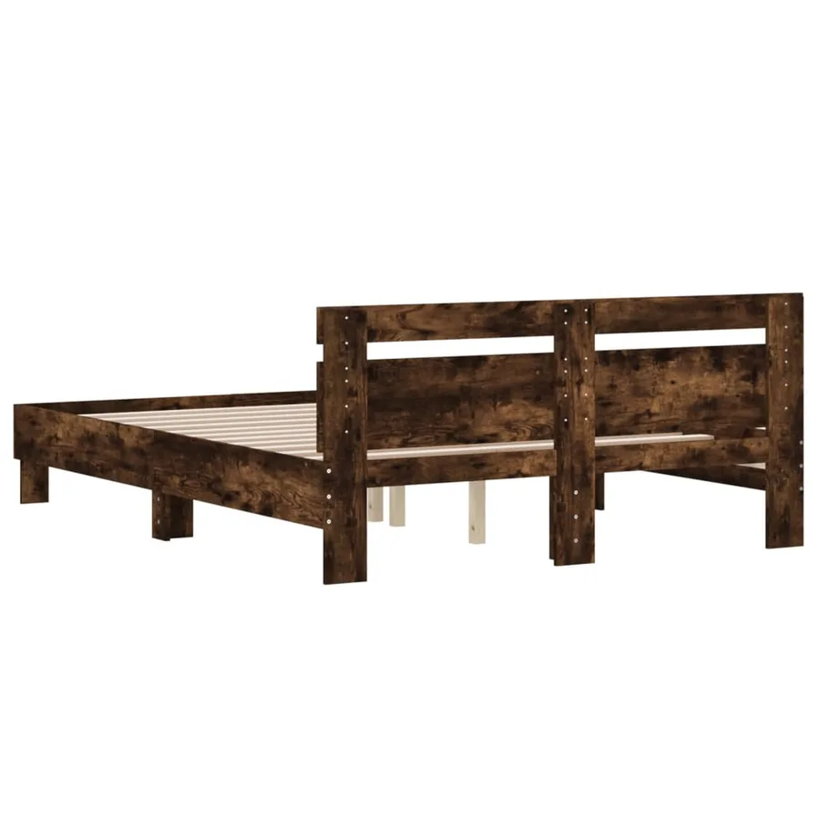 Cadre de lit sans matelas chêne fumé 150x200 cm - 7
