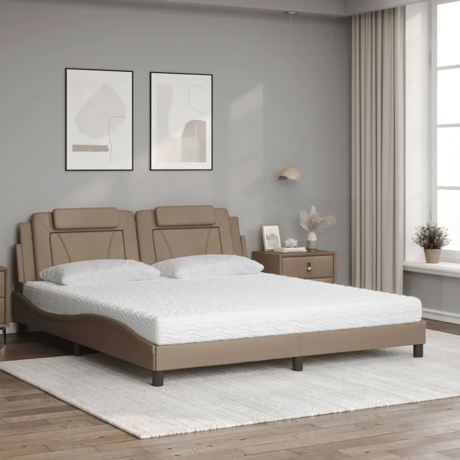 Lit Viana avec matelas cappuccino 180x200 cm similicuir - 3