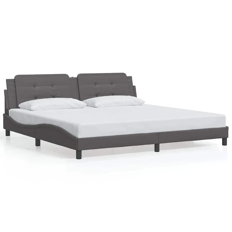 Cadre de lit sans matelas Zadar gris 200x200 cm similicuir - 2
