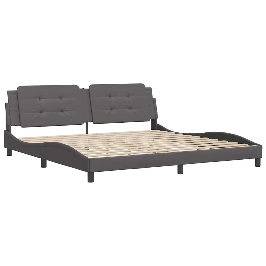 Cadre de lit sans matelas Zadar gris 200x200 cm similicuir - 3