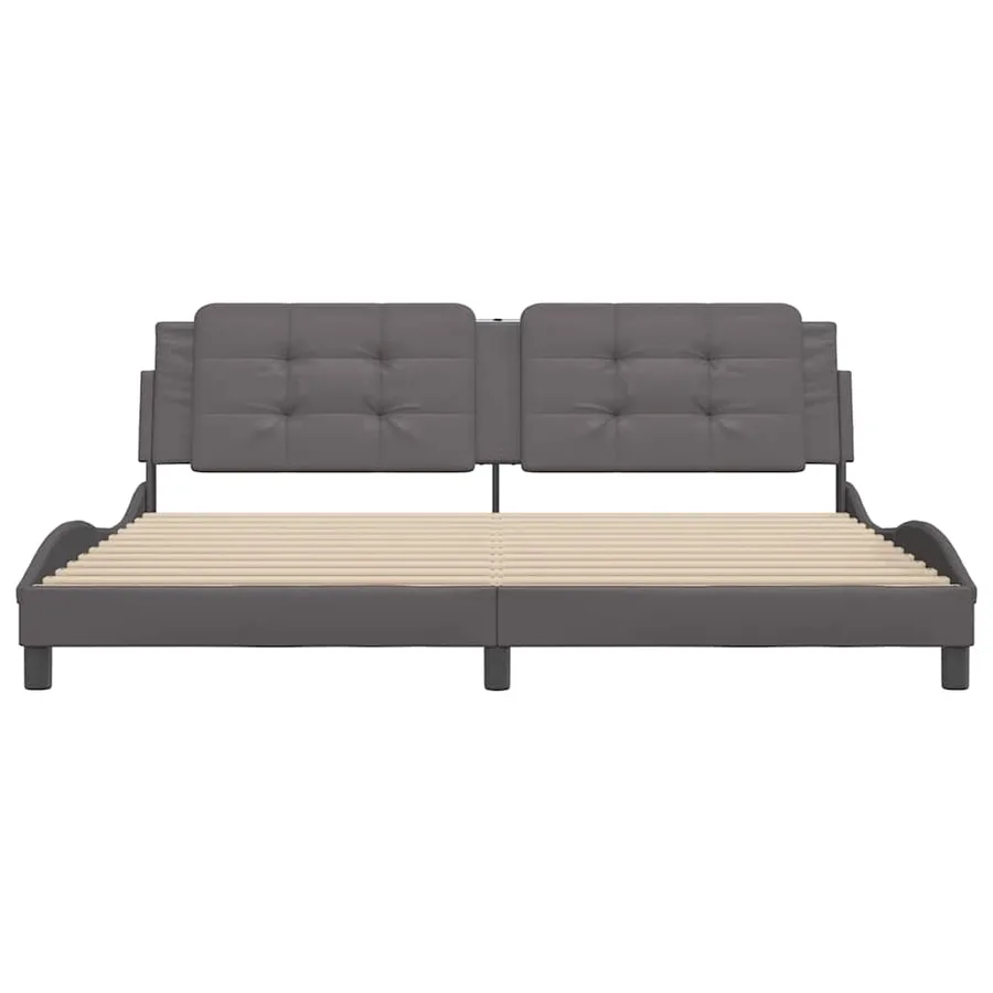 Cadre de lit sans matelas Zadar gris 200x200 cm similicuir - 4