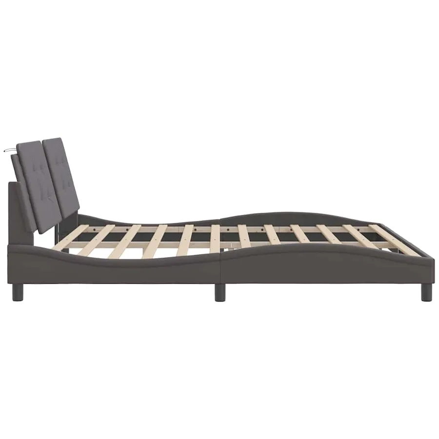 Cadre de lit sans matelas Zadar gris 200x200 cm similicuir - 5