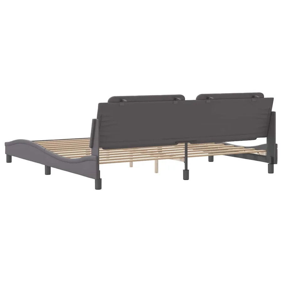 Cadre de lit sans matelas Zadar gris 200x200 cm similicuir - 6