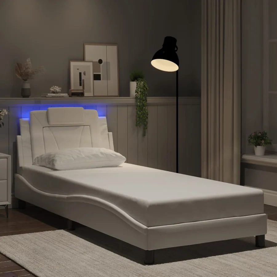 Cadre de lit Viana avec LED sans matelas blanc 80x200 cm