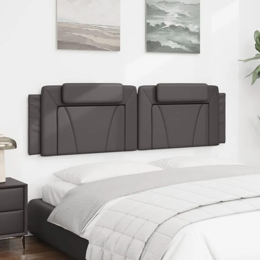 Coussin de tête de lit Viana gris 180 cm similicuir - 4