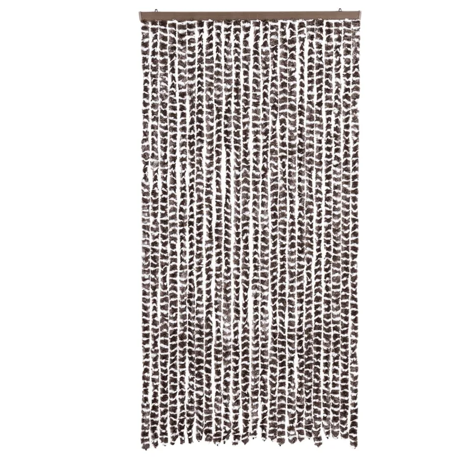 Rideau anti-mouches marron et blanc 100x230 cm chenille - 3
