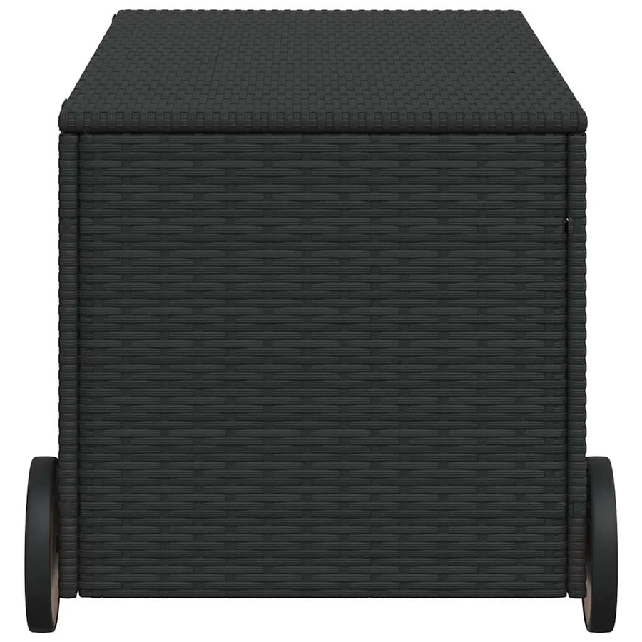 Boîte de rangement de jardin et roues noir 190L résine tressée - 5