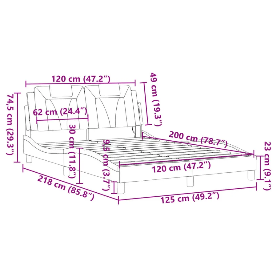 Cadre de lit Viana avec LED sans matelas blanc et noir 120x200 cm - 17