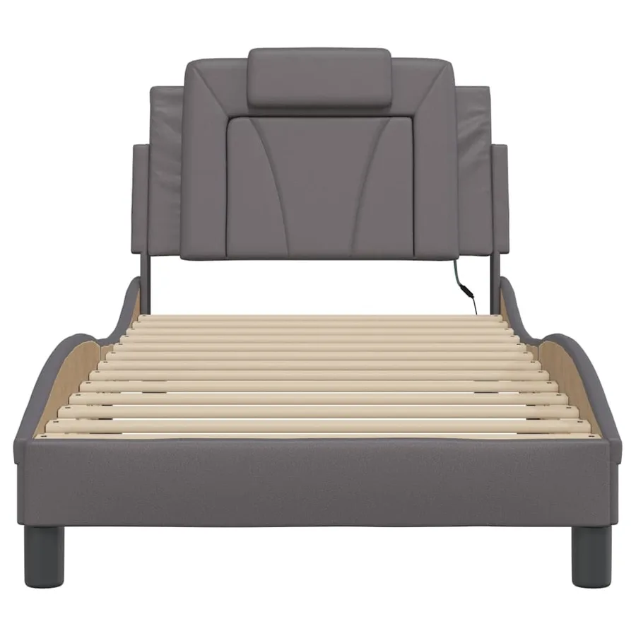 Cadre de lit Viana avec LED sans matelas gris 80x200 cm - 6