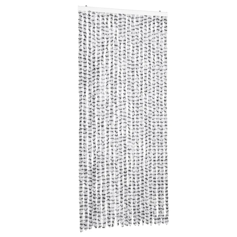 Rideau anti-mouches gris clair et gris foncé 90x200 cm chenille - 2