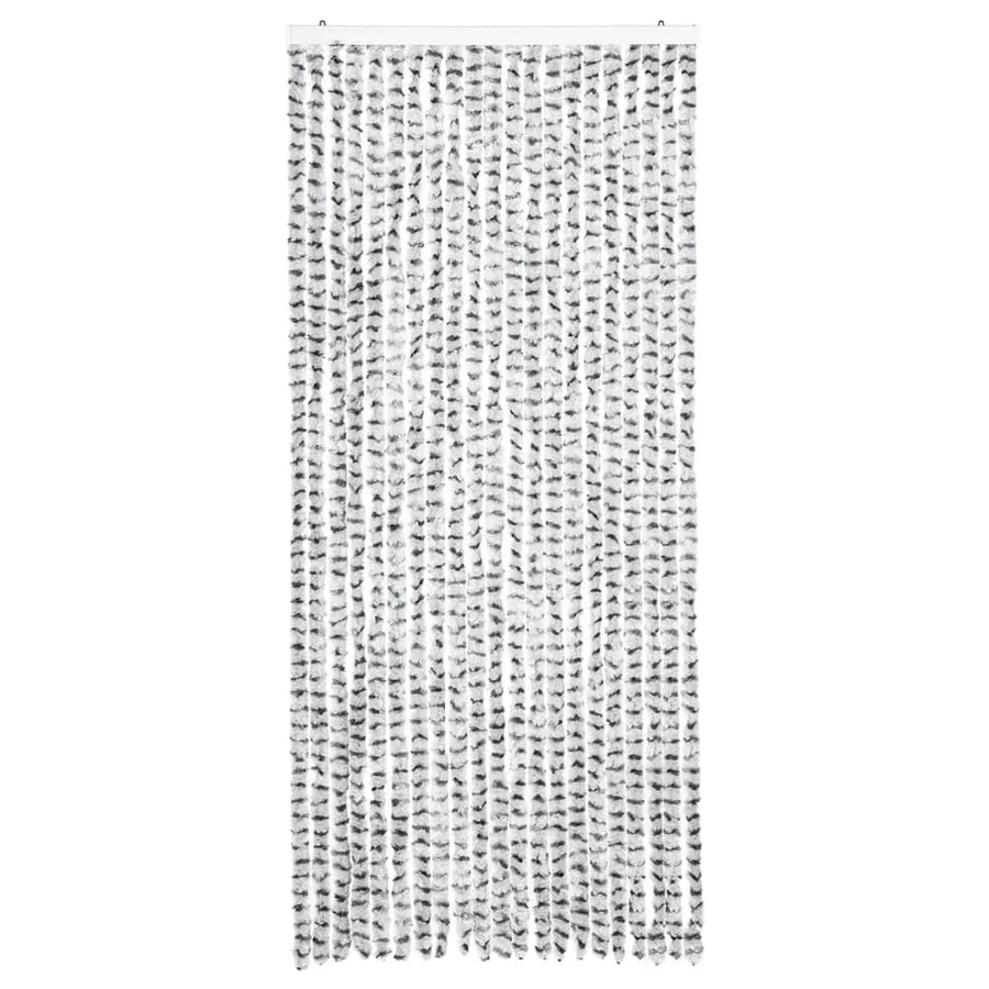 Rideau anti-mouches gris clair et gris foncé 90x200 cm chenille - 3