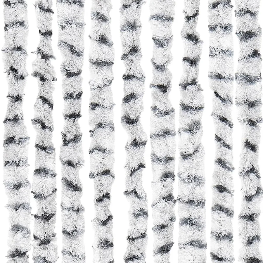 Rideau anti-mouches gris clair et gris foncé 90x200 cm chenille - 5