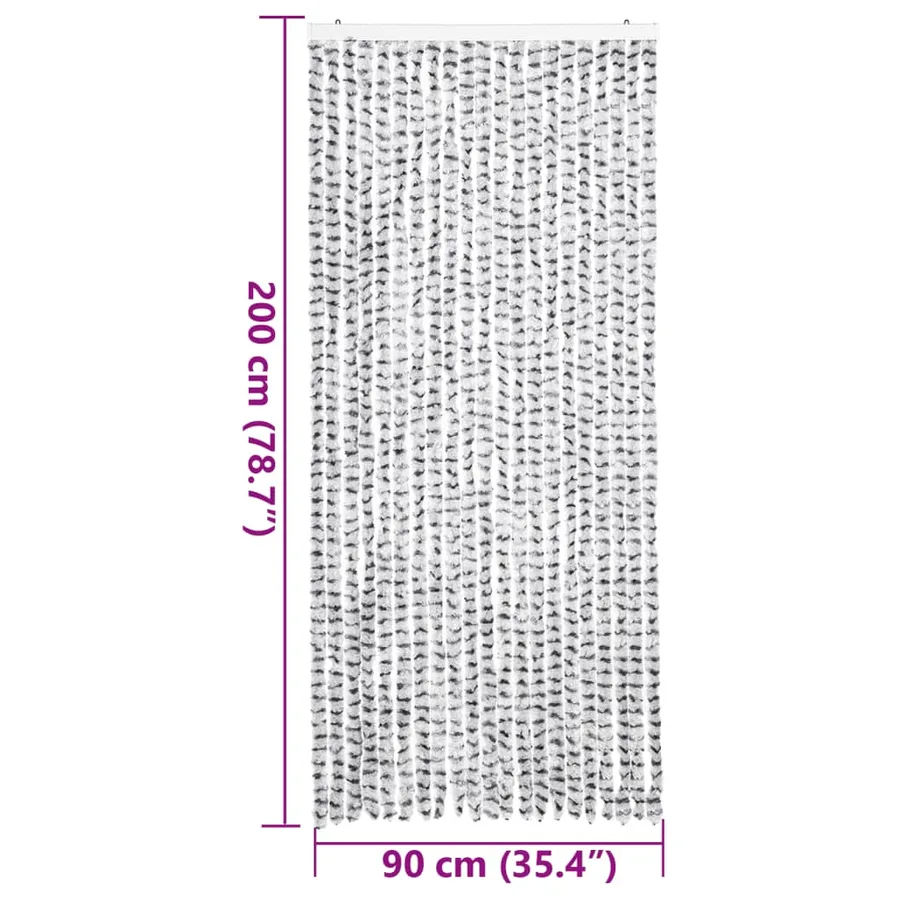 Rideau anti-mouches gris clair et gris foncé 90x200 cm chenille - 7