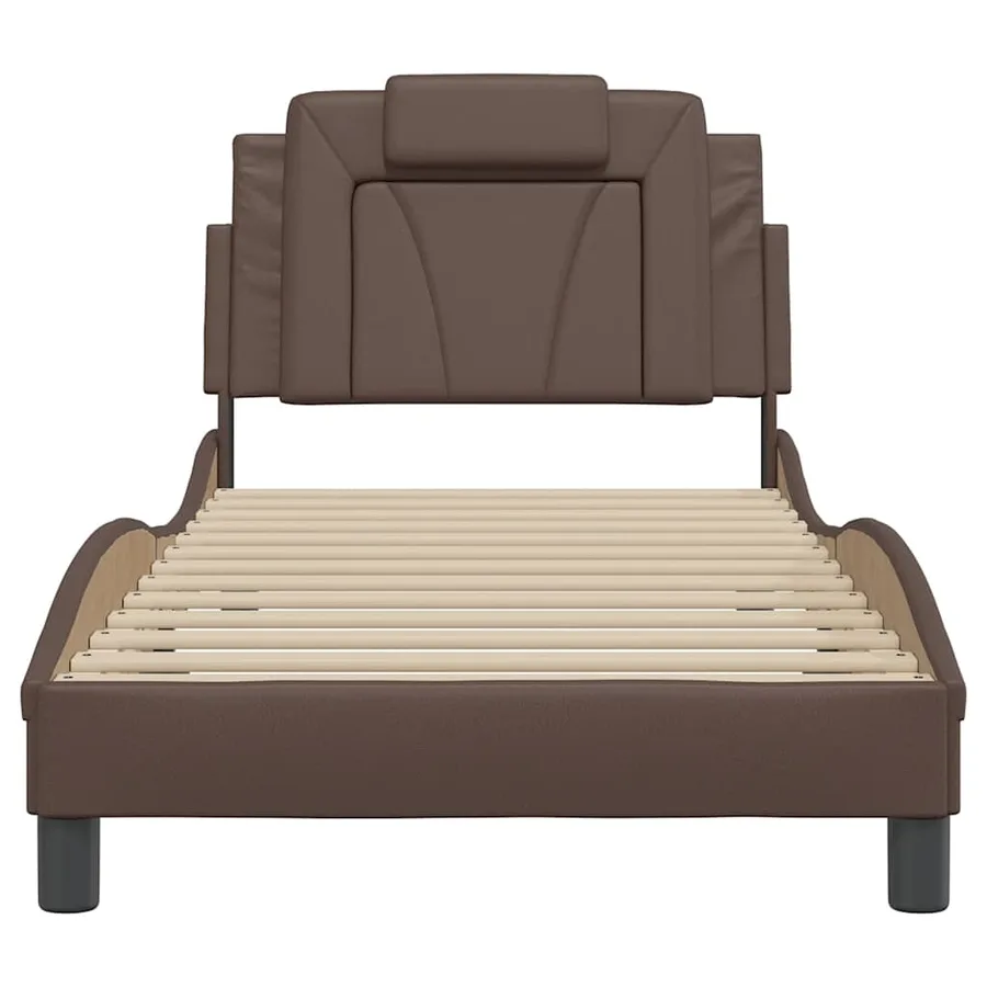 Cadre de lit Viana sans matelas marron 80x200 cm similicuir - 4