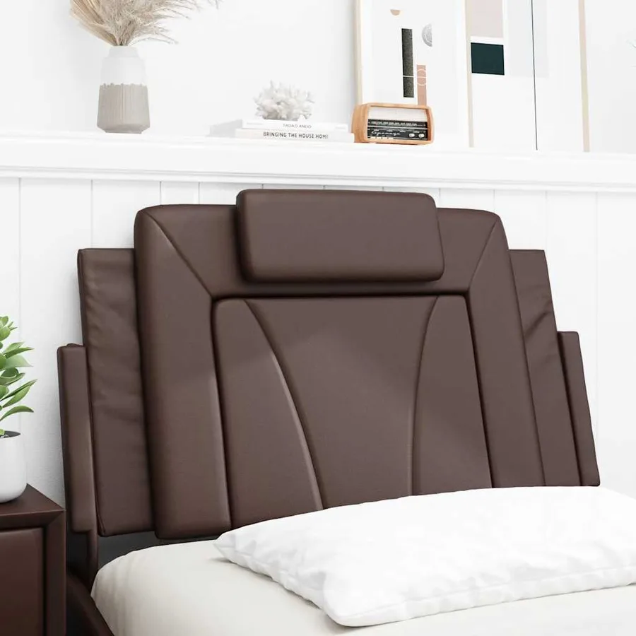 Coussin de tête de lit Viana marron 80 cm similicuir - 4