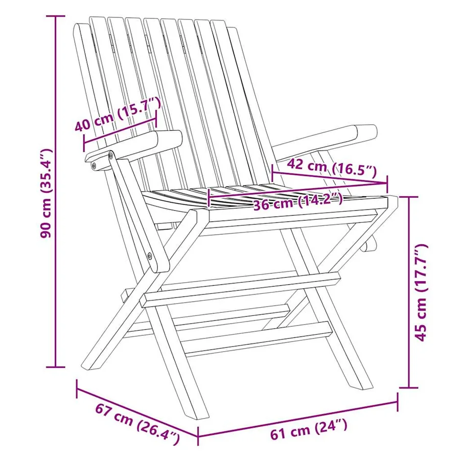 Chaises de jardin pliantes lot de 4 61x67x90cm bois massif teck - 5