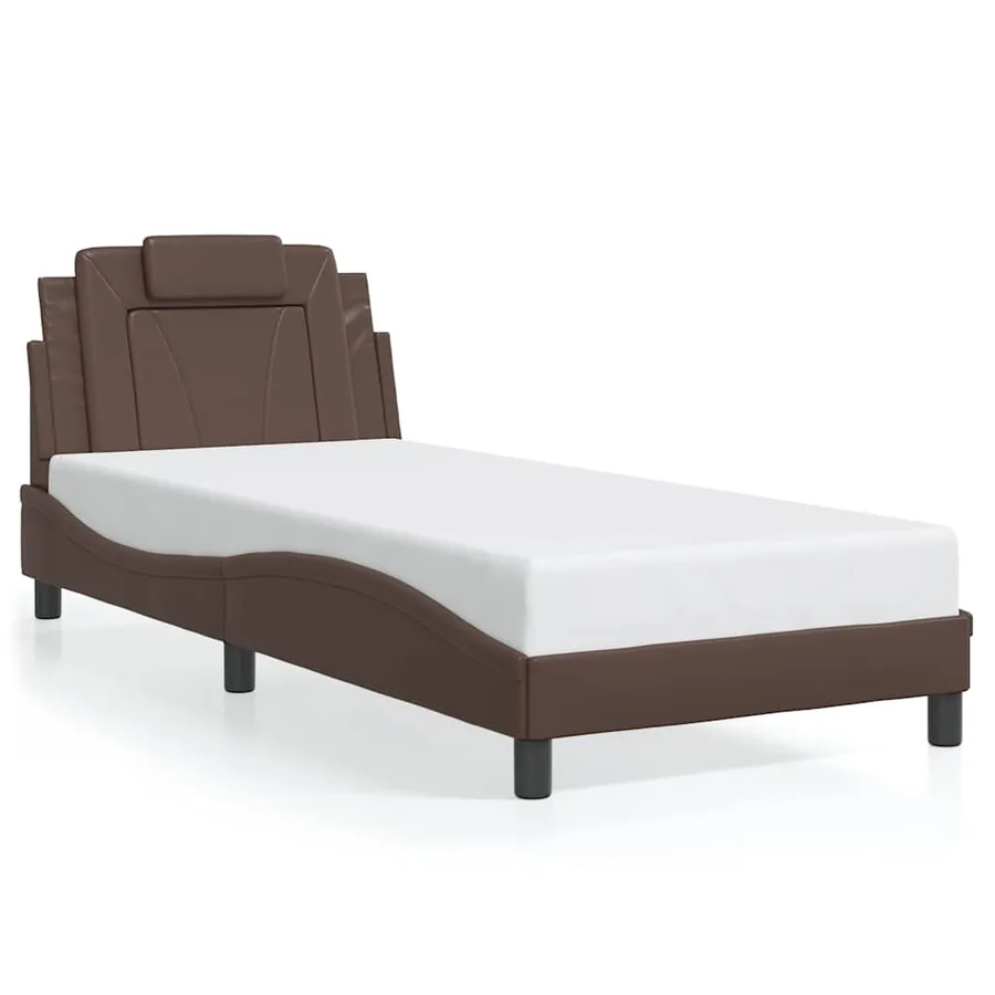 Cadre de lit Viana sans matelas marron 90x190 cm similicuir - 2