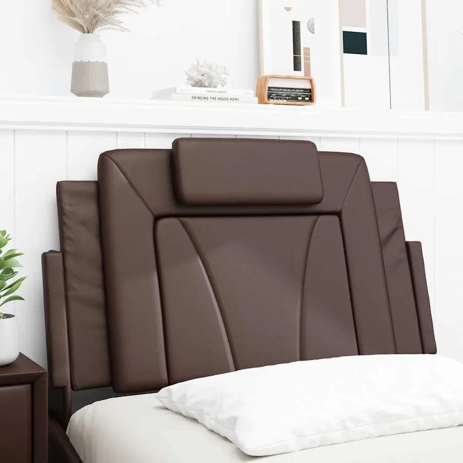 Coussin de tête de lit Viana marron 90 cm similicuir - 4
